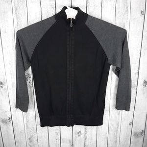 Elliot Black Gray Full Zip Sweater Shirt